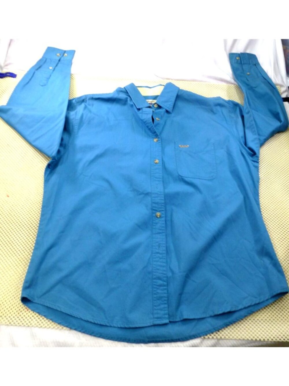 Wrangler Riata Blue Long Sleeve Button-Up Shirt Mens XL 100% Cotton‎